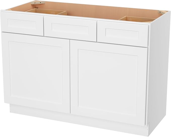 Furinno Shaker 2-Drawer Bath Vanity Cabinet Without Top, Ready to Assemble, 21 D x 48 W x 34.5 H, White