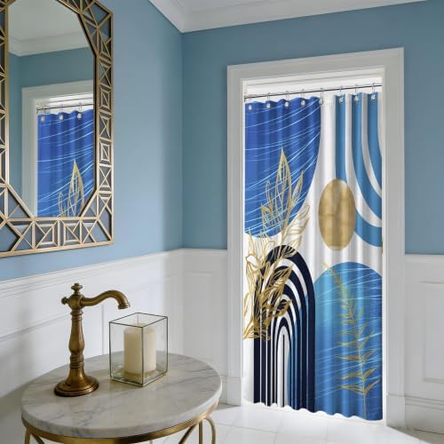 Light Blue Stall Shower Curtain, 48X72 in Narrow Small, Mid Century