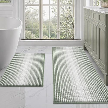 BSICPRO Bathroom Rugs Sets 2 Piece, Non Slip Bath Mats, Greyish Green