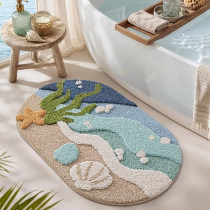 LUMI Beach Bathroom Rug Soft Microfiber Absorbent Bath Mat 22x34