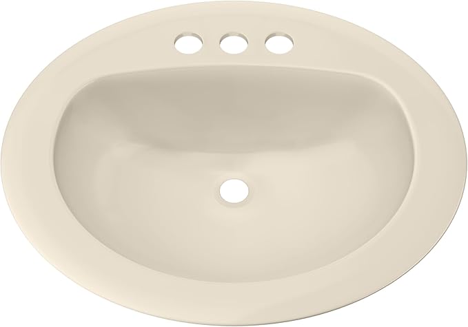 PROFLO PF20174 Rockaway 20-1/2" Oval Vitreous China Drop In Bathroom Sink with Overflow and 3 Faucet Holes at 4" Centers - Biscuit