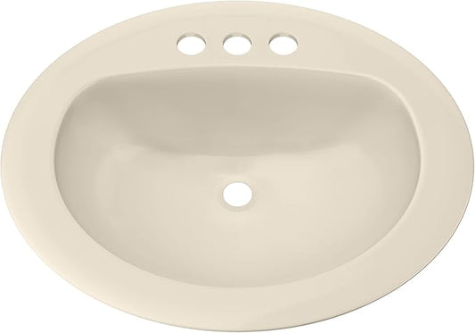 PROFLO PF20174 Rockaway 20-1/2" Oval Vitreous China Drop In Bathroom Sink with Overflow and 3 Faucet Holes at 4" Centers - Biscuit