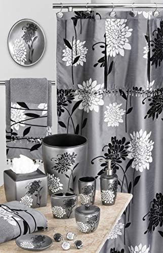 Zahari Home 4pc Erica Bathroom Accessories Sets Modern Classic Soap Dispenser, Tumbler, Tooth Brush Holder and Soap Dish Holder Unique Design Grey Bathroom Set