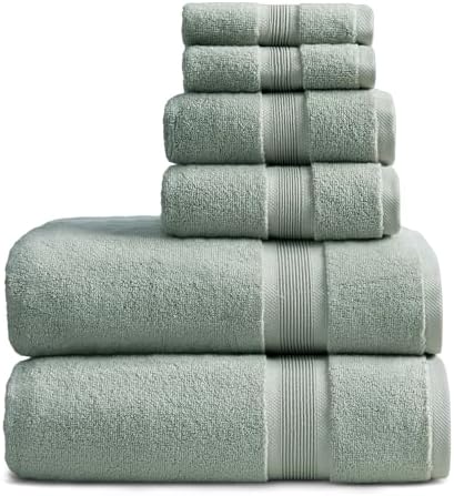 Springtree Home Luxury Bamboo Rayon Bath Towel Set | 6-Piece | Eucalyptus
