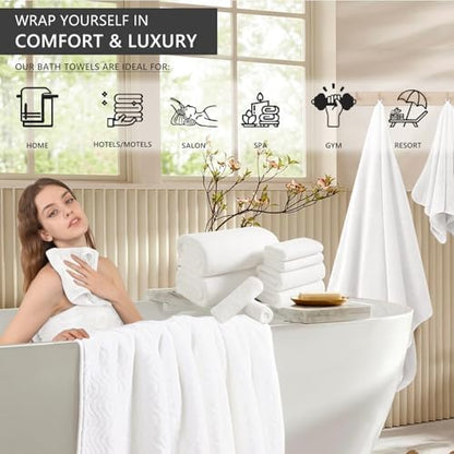 4 Piece Extra Large Bath Towel 35"x70" Oversized Bath Sheet White Bath Towel Set for Bathroom Ultra Soft Cozy Highly Absorbent Quick Dry Bathroom Towel for Spa Gym Hotel,Shower Towel for Daily Use