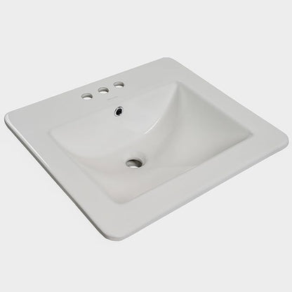 MSI White 21.00 in. (Width) X 18.3125 in. (Height) Rectangle Porcelain Overmount Vanity Sink