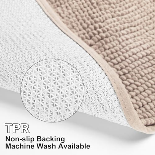 Urvoix Bathroom Rugs Sets 3 Piece, Non-Slip Chenille Bath Rug Set