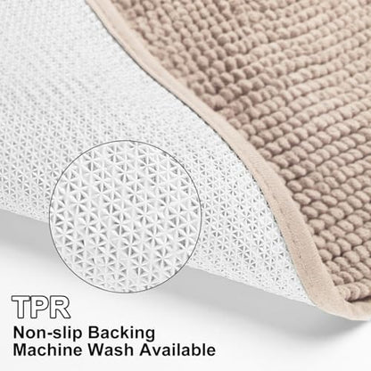 Urvoix Bathroom Rugs Sets 3 Piece, Non-Slip Chenille Bath Rug Set
