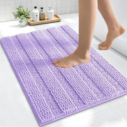 Smiry Thick Small Chenille Bathroom Rugs 24x16, Soft Bath Mat, Lavender