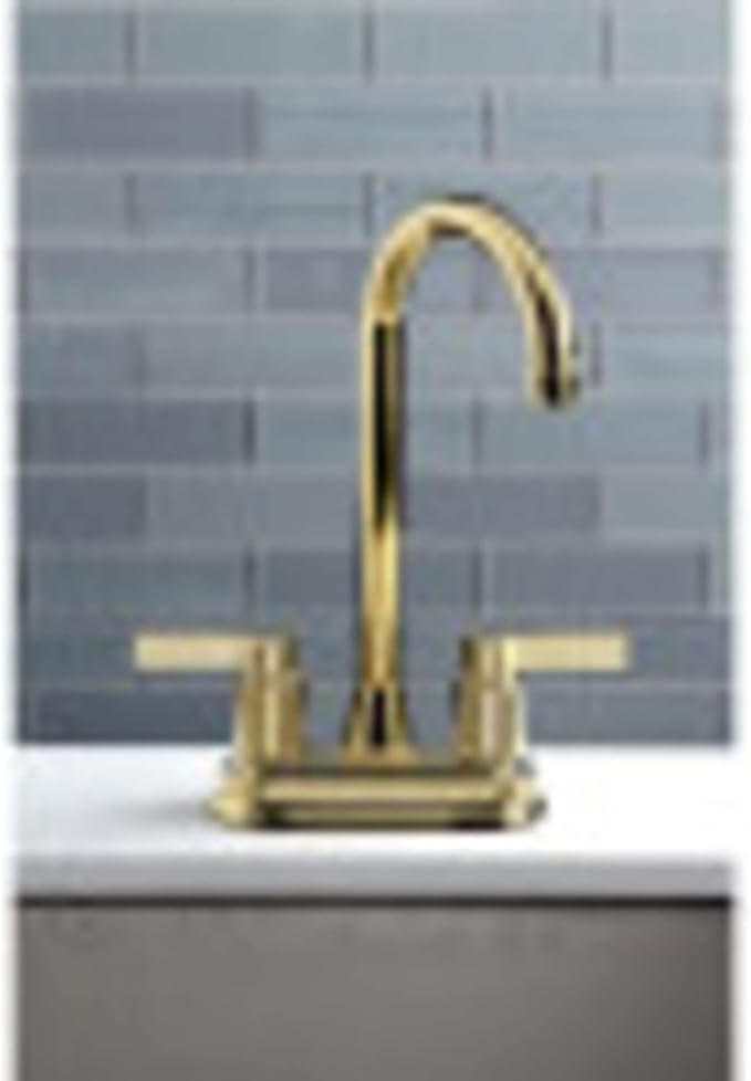 Kingston Brass KB8496NDL NuvoFusion Two-Handle 2-Hole Deck Mount Bar Faucet in Polished Nickel