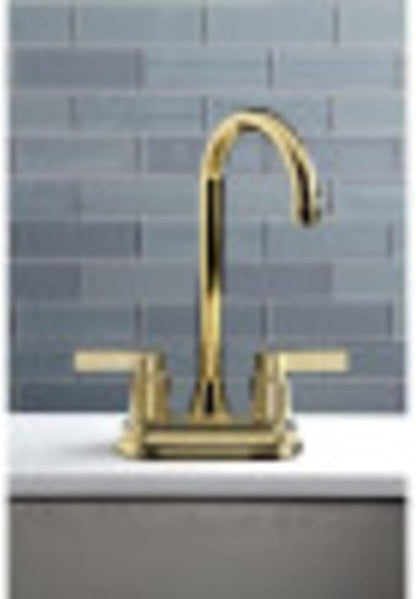 Kingston Brass KB8496NDL NuvoFusion Two-Handle 2-Hole Deck Mount Bar Faucet in Polished Nickel