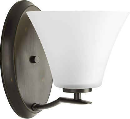Progress Lighting P2004-20W Bravo Collection Etched Glass Modern Bath Vanity Light, 1-Light, Antique Bronze