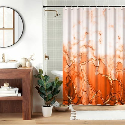 Burnt Orange Marble RV Stall Waterproof Shower Curtain 60x72inches