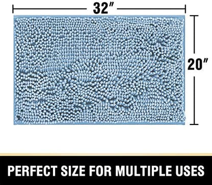 H.VERSAILTEX Bathroom Rugs Non Slip Luxury Chenille Bathroom Mat 20x32 Extra Soft and Absorbent Shaggy Rugs Washable Dry Fast Area Carpet Mats for Bath Room, Tub - Cool Blue