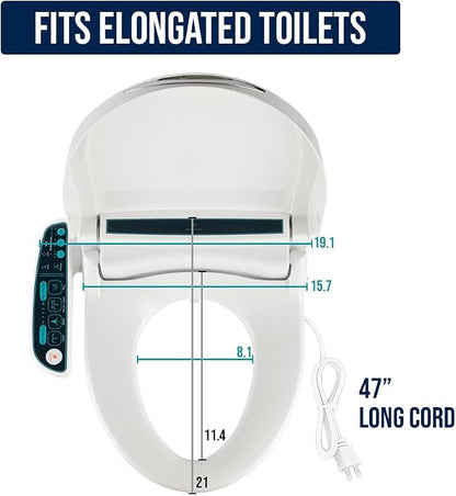 BidetMate 2000 Series Bidet Toilet Seat, Heated Water & Seat, Elongated | Unlimited Warm Water Wash, Air Dryer, Deodorizer, Self Cleaning Nozzle, Side Panel Controls, Fits Elongated Toilets