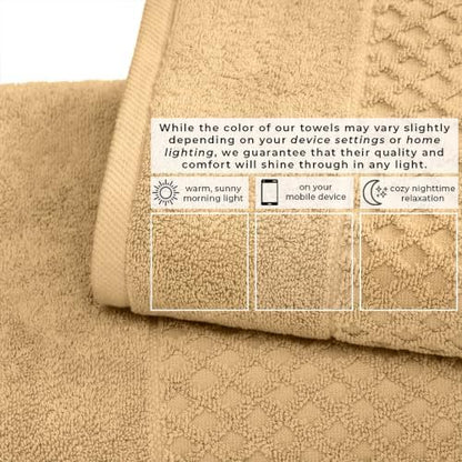 Great Bay Home Bath Towels - 100% Cotton 6 Piece Bath Sheet Set - Diamond Waffle Weave - Absorbent, Durable, Quick-Dry Towels for Bathroom (Sand)
