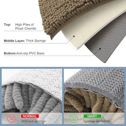 Smiry Bathroom Rugs 50X30, Luxury Chenille Extra Soft Absorbent Bath Mat