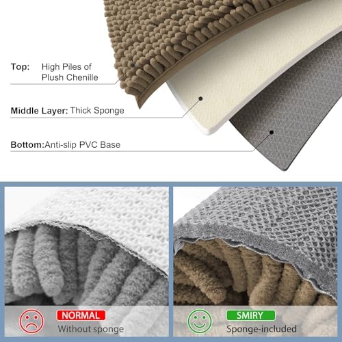 Smiry Bathroom Rugs 40X32, Luxury Chenille Extra Soft Absorbent Bath Mat