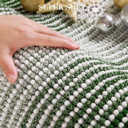 BSICPRO Bathroom Rugs Sets 2 Piece, Non Slip Striped Bath Mat, Hunter Green