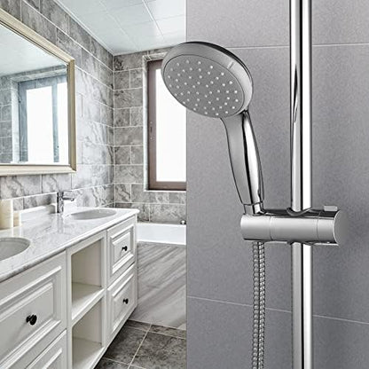 OFFO Shower Head Holder for Slide Bar Adjustable 0.71-1.00 in(18-25 mm) O.D, Adjustable Holder for Slide Bar Slider Clamp Bathroom Replacement, 360 Degree Rotation Sprayer Holder, Chrome Plated