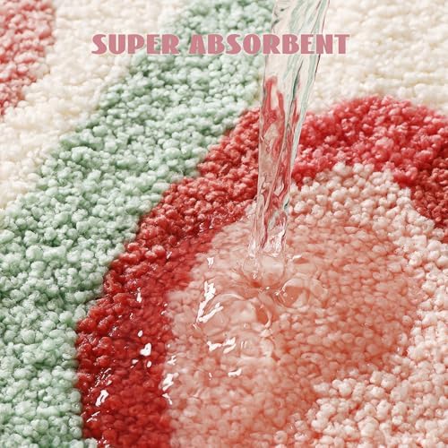 Cloud-Shaped Tulip Bath Mat, Soft Non-Slip Fluffy Fresh Flowers Bathroom Rug, Ultra Absorbent Microfiber Shaggy Door Mat, Machine Washable Bath Rug Carpet for Bathtub Bedroom 20x31 Inch (Tulip)