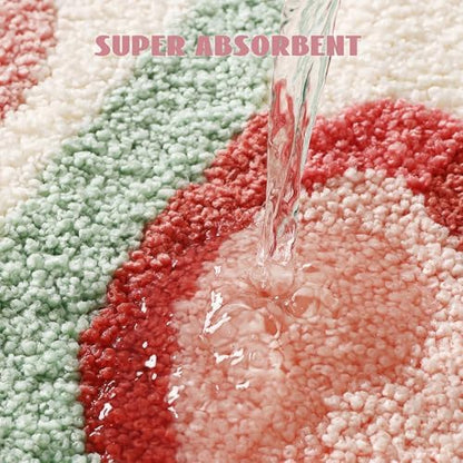 Cloud-Shaped Tulip Bath Mat, Soft Non-Slip Fluffy Fresh Flowers Bathroom Rug, Ultra Absorbent Microfiber Shaggy Door Mat, Machine Washable Bath Rug Carpet for Bathtub Bedroom 20x31 Inch (Tulip)