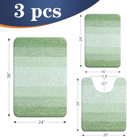 OLANLY Microfiber Bathroom Rugs Sets 3 Piece, 36"x24"+24"x16"+24"x20"