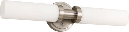 Brushed Nickel Bathroom Light Fixtures, 2-Light Vanity Lights W/White Glass Shade, Modern Sconces Wall Lighting for Mirror Kitchen Bedroom Hallway Living Room, E26 T10 Bulbs(Excluded)