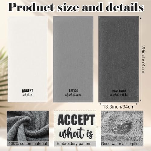 FuWeave 3 Pcs Gray Decorative Hand Towels Bathroom, Motivational Language