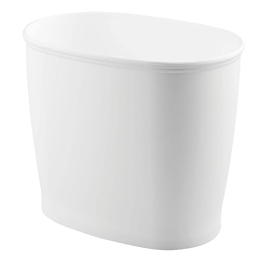 iDesign Slim Plastic Bathroom Trash Can, White | Small Size, For Bedroom, Office, Desk, Dorm
