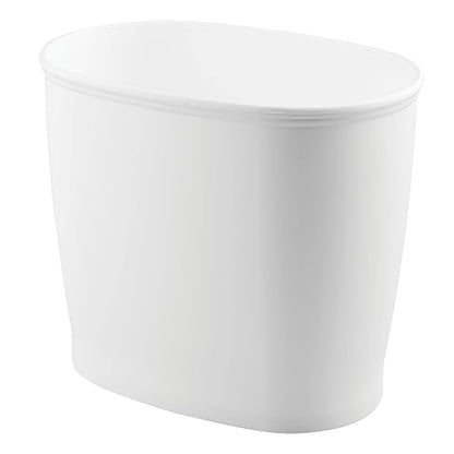 iDesign Slim Plastic Bathroom Trash Can, White | Small Size, For Bedroom, Office, Desk, Dorm