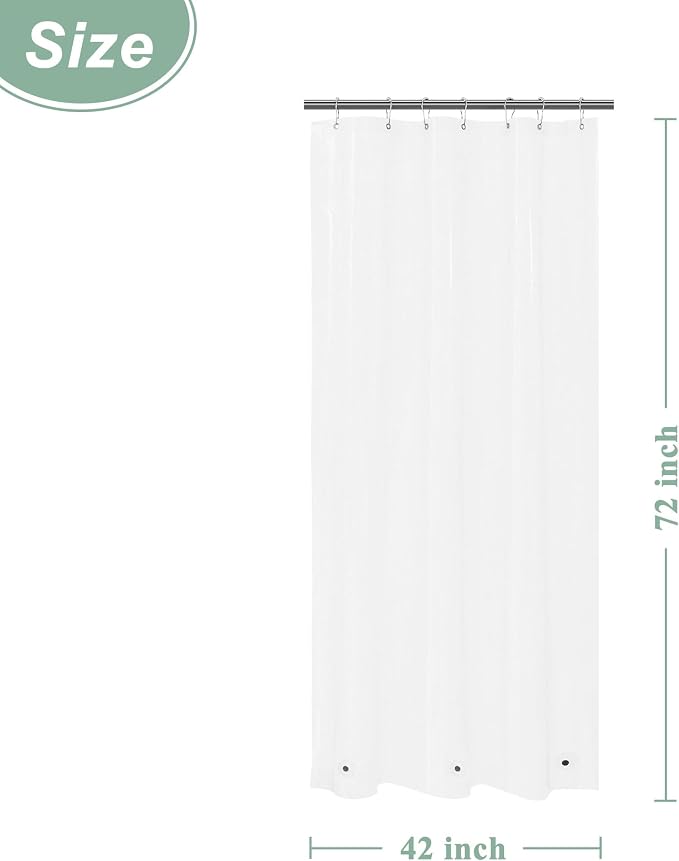 Mrs Awesome 48x72 Stall Shower Curtain Liner Clear | 3 Bottom Magnets,8 Rustproof Grommets,Water Proof Light Weight PEVA,48W x 72H for Shower Stall Narrow Width