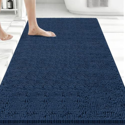 Bcoimo 48x30 Chenille Bath Mat – Non-Slip with Backing Bath Rug Ultra-Absorbent and Machine Washable Bathroom Mat Quick-Dry Design. Ideal for Bathroom Shower and Tub Areas