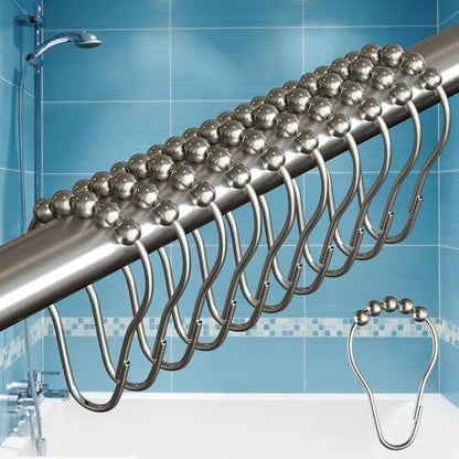 BigFoot Shower Curtain Hooks, Stainless Steel, Rust-Resistant, Easy Install