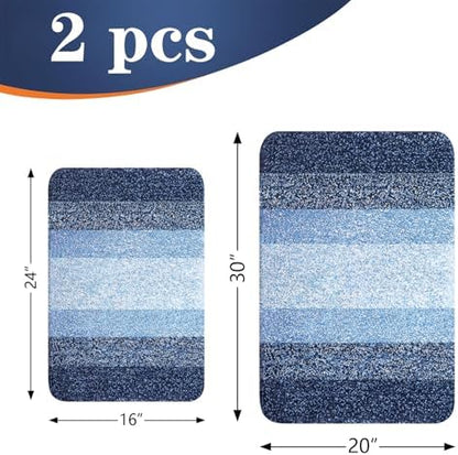 OLANLY Micorfiber Bathroom Rug Set 2 Piece, 30"x20"+24"x16"