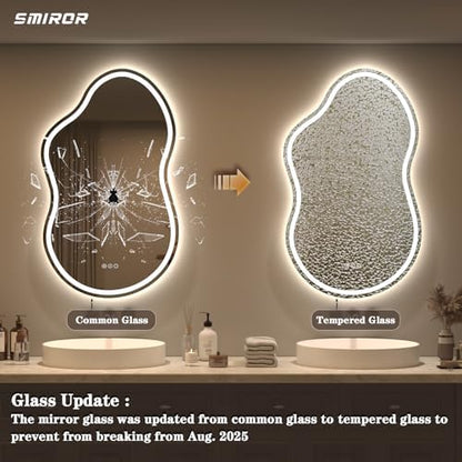 SMIROR 40x24 Irregular Led Lighted Bathroom Vanity Mirror