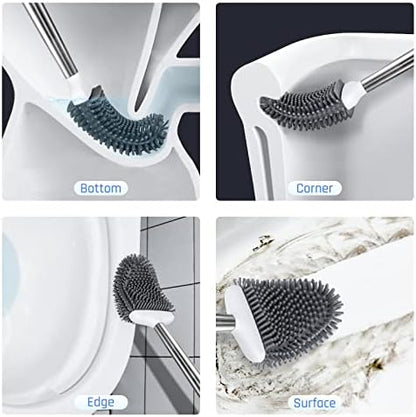 Sellemer Silicone Toilet Brush, Ventilation Slots Base Holder 1 Pack, White