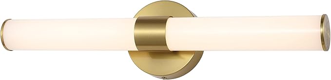 JONATHAN Y 20.13" Brass Gold 1-Light Integrated LED Vanity Light, Mid-Century Modern Iron Sconce with Frosted Acrylic Shade, Dimmable Bathroom Light Fixture for Mirror, 3000K JYL7119A