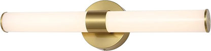 JONATHAN Y 20.13" Brass Gold 1-Light Integrated LED Vanity Light, Mid-Century Modern Iron Sconce with Frosted Acrylic Shade, Dimmable Bathroom Light Fixture for Mirror, 3000K JYL7119A