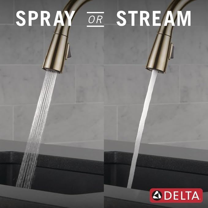 Delta Faucet Trinsic Gold Kitchen Faucet Touch, Touch Kitchen Faucets with Pull Down Sprayer, Kitchen Sink Faucet, Faucet for Kitchen Sink, Touch2O Technology, Champagne Bronze 9159T-CZ-DST