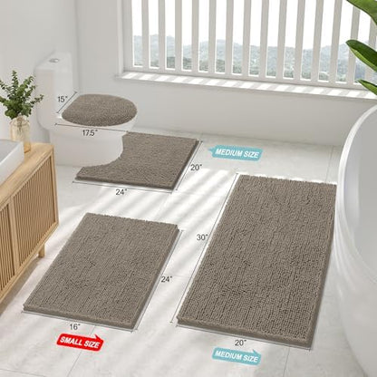 Smiry Bathroom Rugs 24X16, Luxury Chenille Extra Soft Absorbent Bath Mat