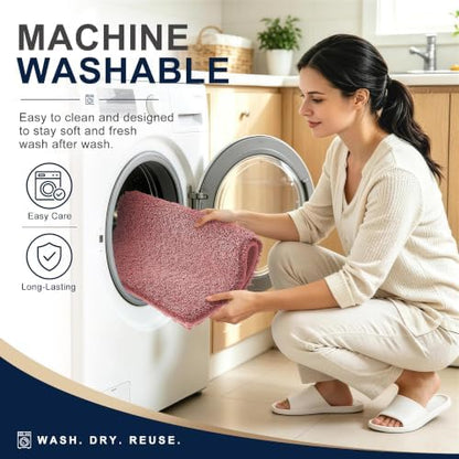 OLANLY Microfiber Bathroom Runner Rugs 59x20, Soft Bath Mat, Deep Rose