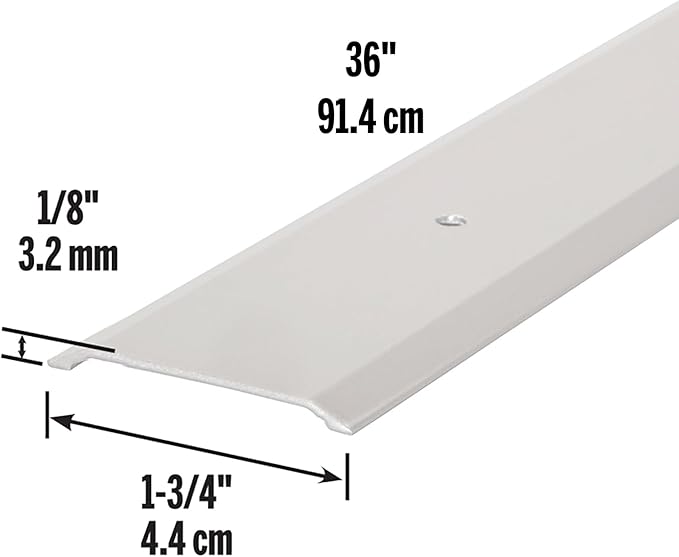 M-D Building Products 11056 1-3/4 in. x 1/8 in. x 36 in. Silver Aluminum Flat-Profile Threshold for Interior Doorways
