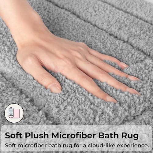GRANNY SAYS Gray Bathroom Rug 71" x 24", Non-Slip Microfiber Bath Mat