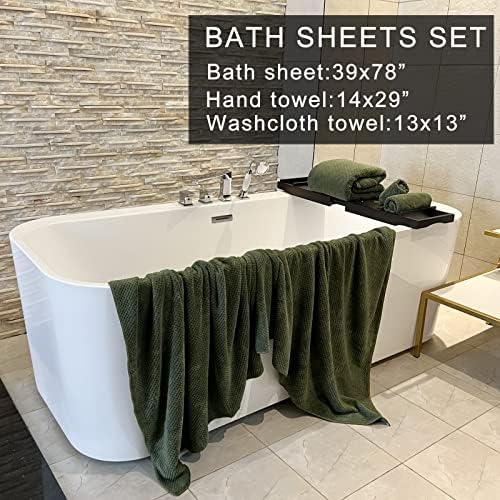 YTYC 39x78 Bath Sheets Set,Towels for Bathroom,Olive Green,6-Pieces