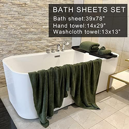 YTYC 39x78 Bath Sheets Set,Towels for Bathroom,Olive Green,6-Pieces