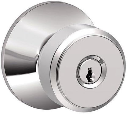 SCHLAGE F51A BWE 625 Bowery Knob Keyed Entry Lock, Bright Chrome