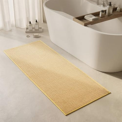 Triohero Bathroom Runner Rug, Long Bath Mat Washable Thin Quick Dry Low Pile Bathroom Runner Rugs 24 x 60 Non Slip, Yellow 24"x60"