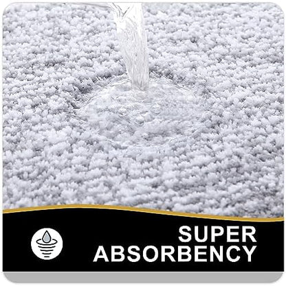 OLANLY Small Bathroom Rugs 24x16, Soft Absorbent Microfiber Bath Rugs, Grey