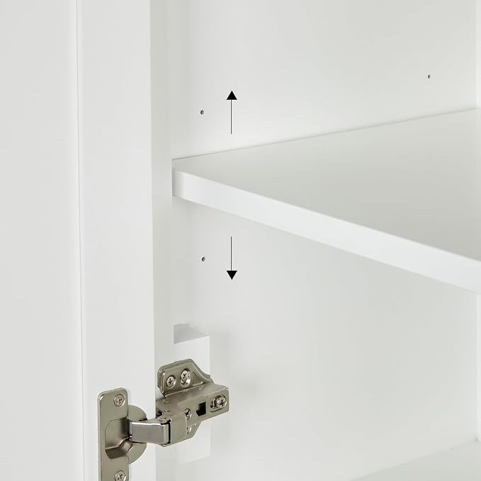 ARIEL Cambridge Bathroom Storage Cabinet - Solid Hevea Wood and Fully Assembled for Long-Lasting Durability and Sophisticated Finish, Freestanding Linen Bathroom Cabinet - 65”H x 20”W x 16”D, White